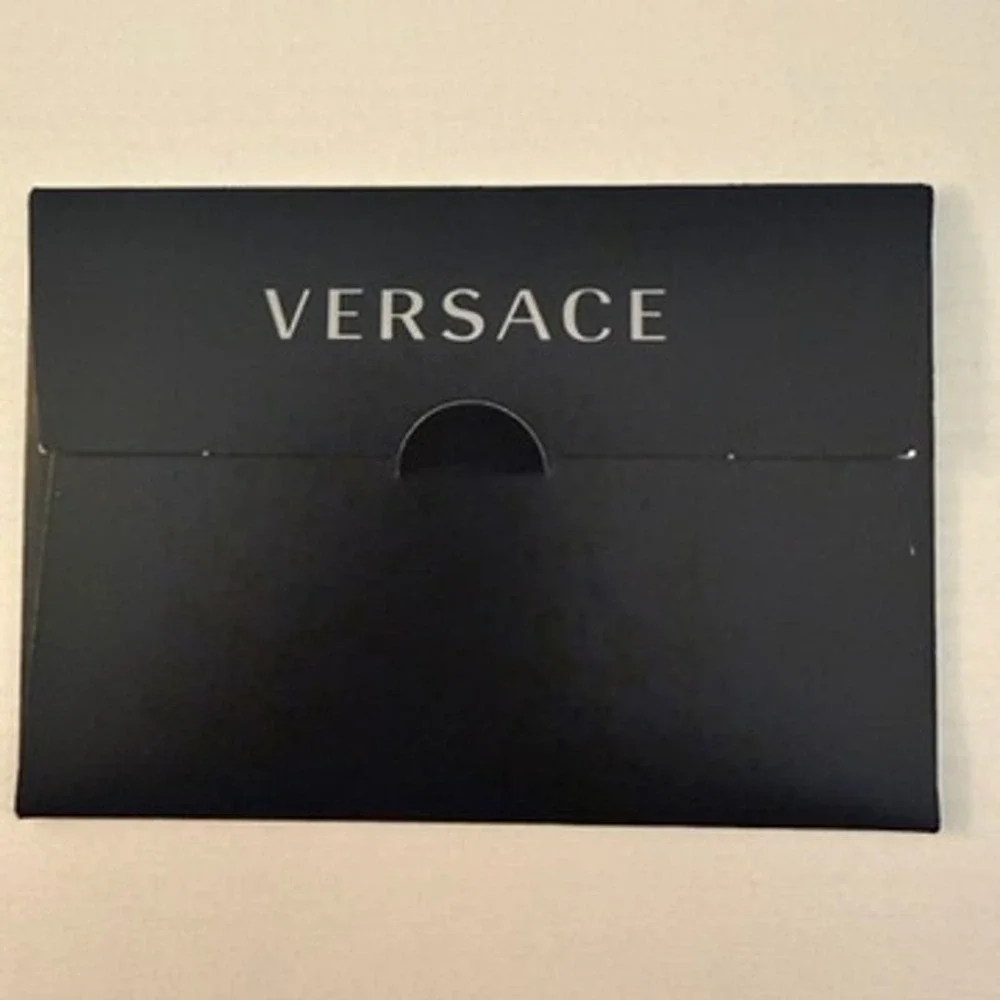 Versace Gift Envelope Card Holder Sleeve Black Silver Logo 3 x 4.5 in